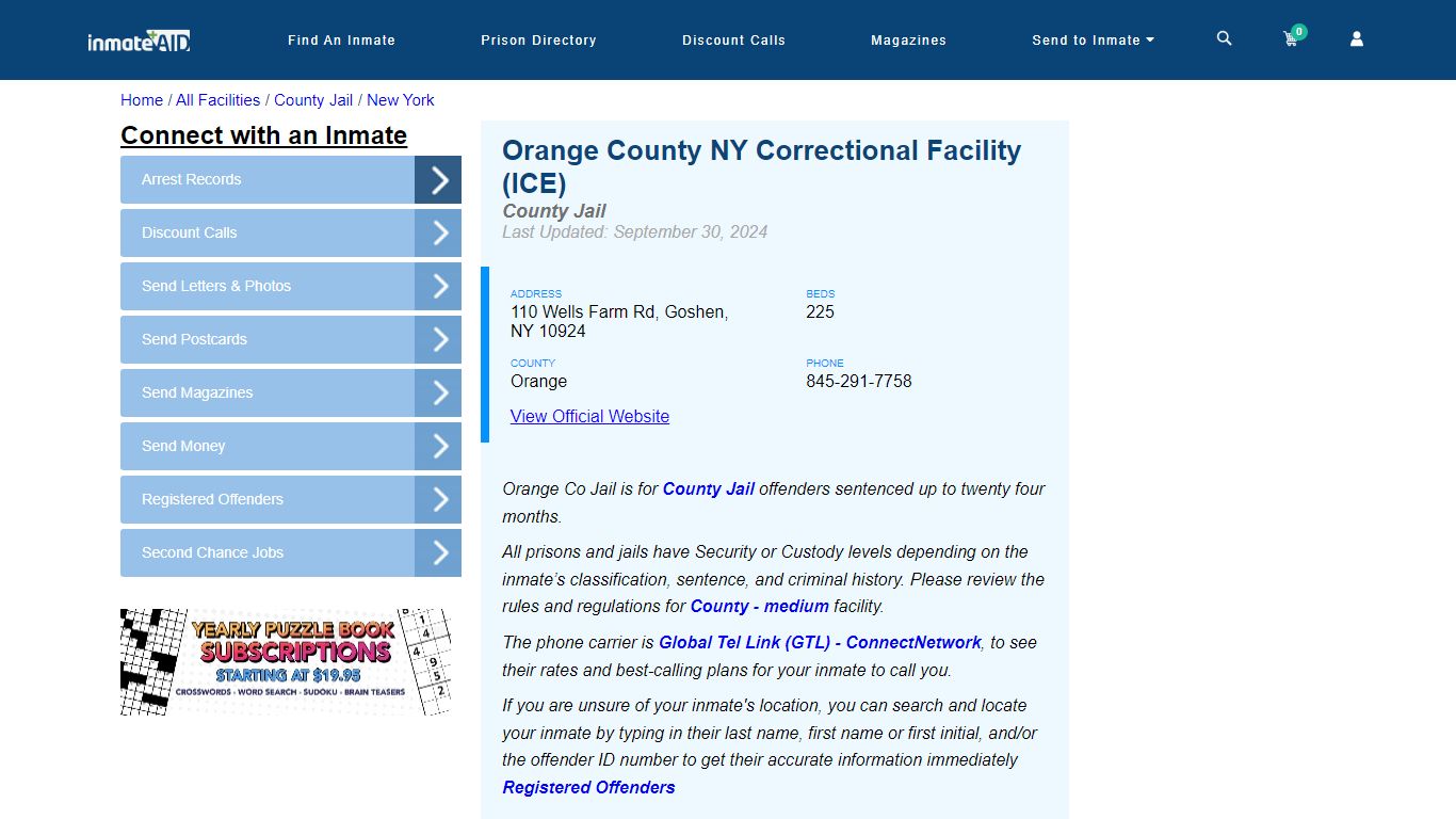 Orange County NY Correctional Facility (ICE) - Inmate Locator