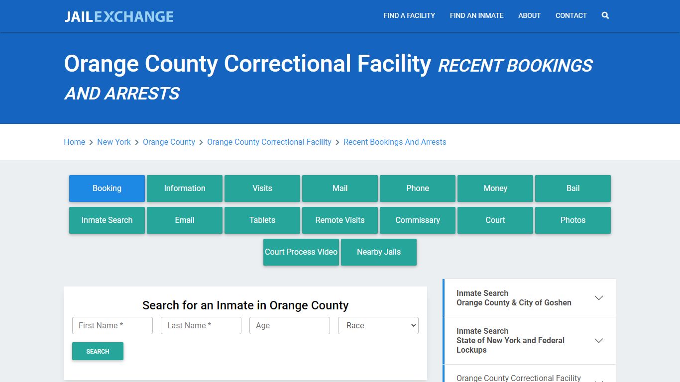 Orange County Correctional Facility Recent Bookings And Arrests